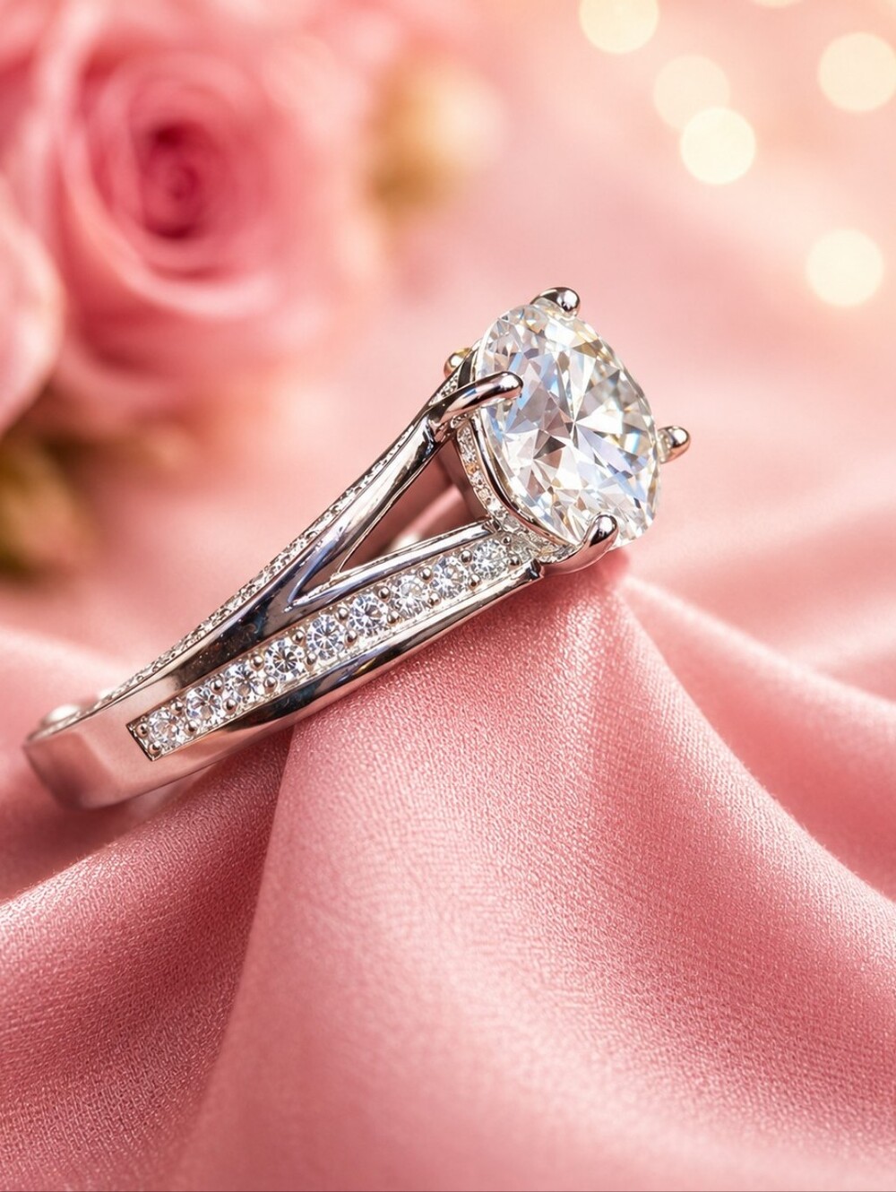 Elegant Open Band Style Moissanite Engagement Ring NEW 1.25CT Size 5